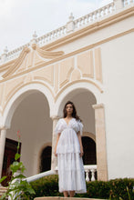 Load image into Gallery viewer, Helene Statement Sleeve White Cotton Gown