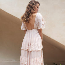 Load image into Gallery viewer, Helene Statement Sleeve Rosé Cotton Gown