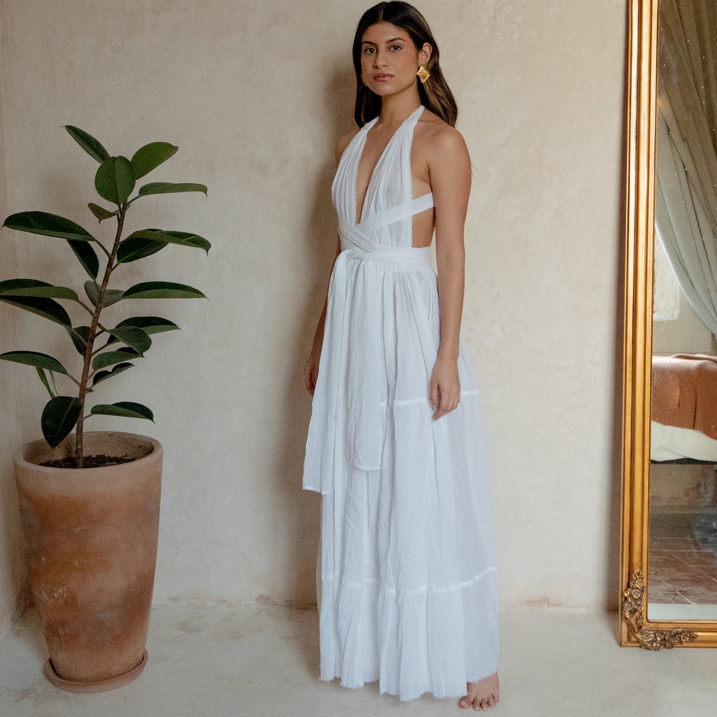 Pléyade White Cotton Gown