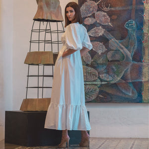 Anaan White Linen V Neck Dress